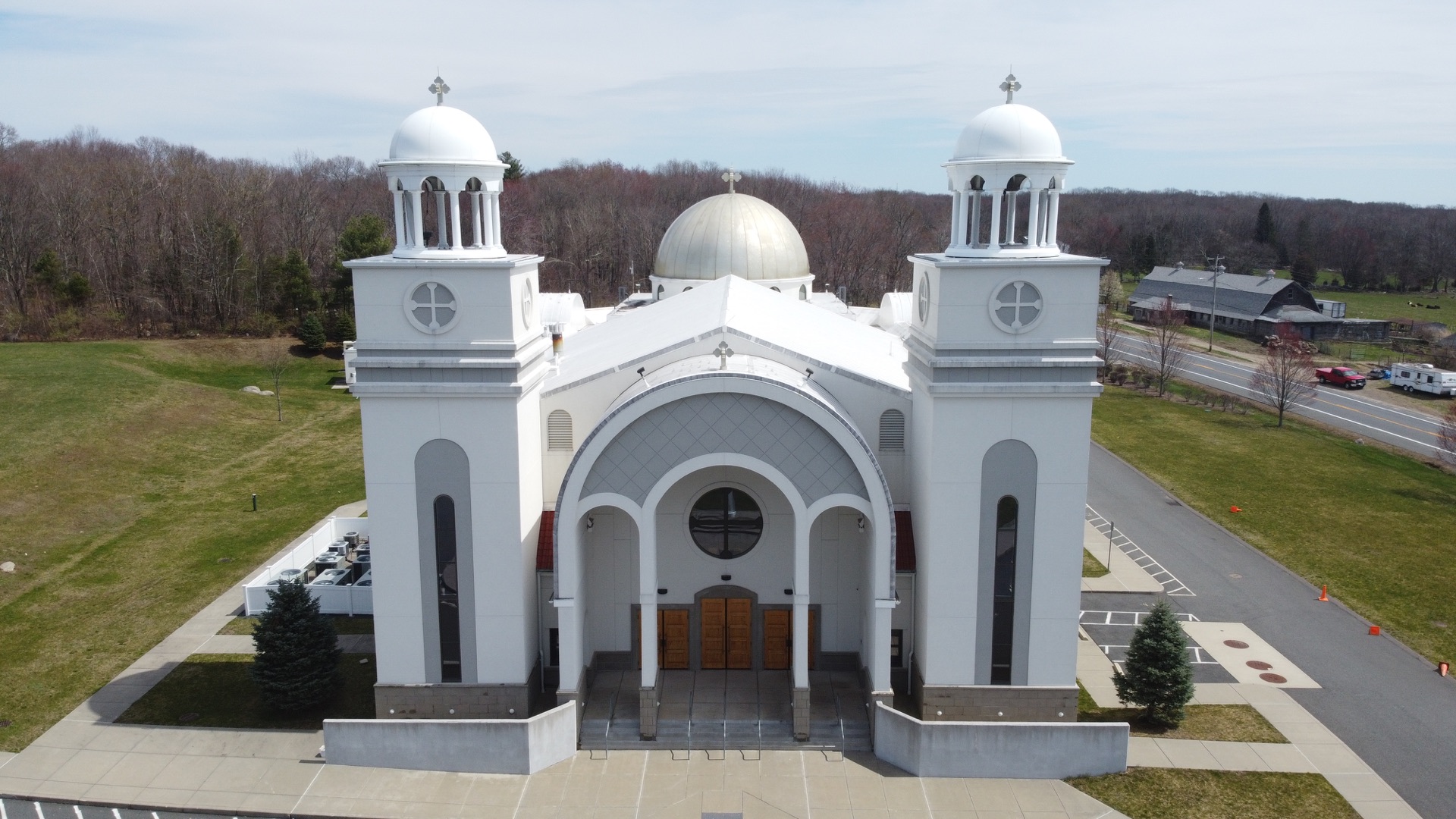 The church entrance from above