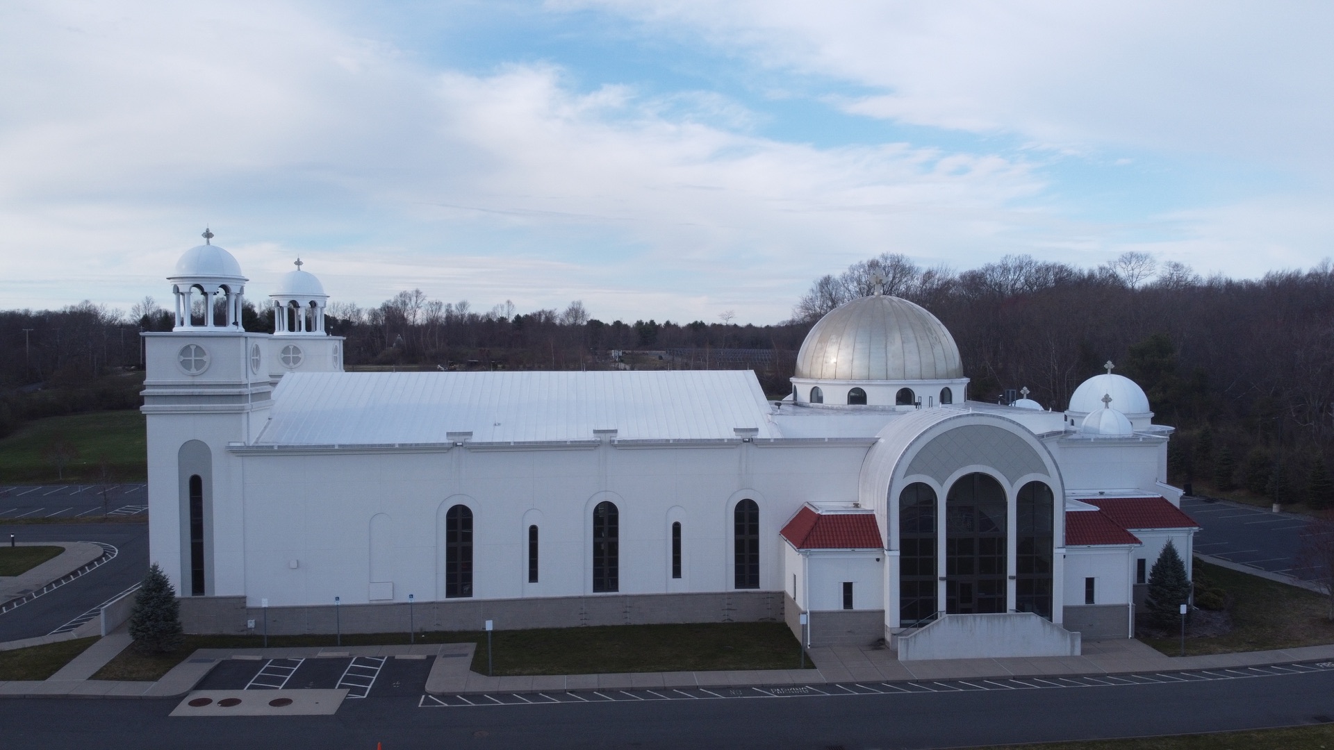 Wide view of the church and grounds